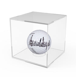 FixtureDisplays® 3.4" Cube Baseball Display Case Golf Ball Showcase with Lift-Off Top, Removable Riser, Clear Acrylic 19387