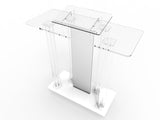 Acrylic & MDF Podium w/ Casters, Floor Standing Lectern, Elevated Reading Surface, Rolling Pulpit 21060