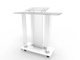 Acrylic & MDF Podium w/ Casters, Floor Standing Lectern, Elevated Reading Surface, Rolling Pulpit 21060