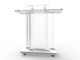 Acrylic & MDF Podium w/ Casters, Floor Standing Lectern, Elevated Reading Surface, Rolling Pulpit 21060