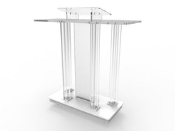 Acrylic & MDF Podium w/ Casters, Floor Standing Lectern, Elevated Reading Surface, Rolling Pulpit 21060