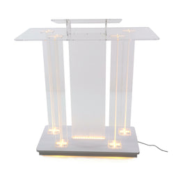 Lighted Clear Acrylic Led Podium Pulpit Wood Lectern Churches Synagogue Temple 21061