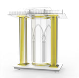 Luxurious Acrylic Podium Plaxiglass Lucite Podium w/ Casters, Floor Standing Lectern, Elevated reading Surface, Rolling Pulpit 21231