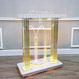 Acrylic Lighted LED Podium Lectern Church Pulpit Hostess Desk Casters 40“ Wide 21232