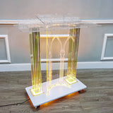 Acrylic Lighted LED Podium Lectern Church Pulpit Hostess Desk Casters 40“ Wide 21232