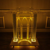 Acrylic Lighted LED Podium Lectern Church Pulpit Hostess Desk Casters 40“ Wide 21232