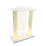 Acrylic Lighted LED Podium Lectern Church Pulpit Hostess Desk Casters 40“ Wide 21232