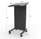 Floor Standing Pulpit Lectern Podium w/ Casters, Heavy Duty Steel Frame, Rolling Podium 21307-BLACK