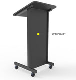Floor Standing Pulpit Lectern Podium w/ Casters, Heavy Duty Steel Frame, Rolling Podium 21307-BLACK