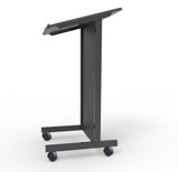 Floor Standing Pulpit Lectern Podium w/ Casters, Heavy Duty Steel Frame, Rolling Podium 21307-BLACK