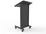 Floor Standing Pulpit Lectern Podium w/ Casters, Heavy Duty Steel Frame, Rolling Podium 21307-BLACK
