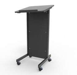 Floor Standing Pulpit Lectern Podium w/ Casters, Heavy Duty Steel Frame, Rolling Podium 21307-BLACK