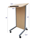 Floor Standing Pulpit Lectern Podium w/ Casters, Heavy Duty Steel Frame, Rolling Podium 21307-MAPLE