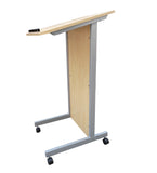 Floor Standing Pulpit Lectern Podium w/ Casters, Heavy Duty Steel Frame, Rolling Podium 21307-MAPLE