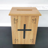Wood Donation Boxes, Collection Boxes, Charity Boxes 11.8x9.5x15.8" Cross Dove 21396-KD