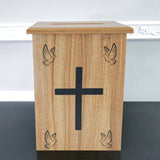 Wood Donation Boxes, Collection Boxes, Charity Boxes 11.8x9.5x15.8" Cross Dove 21396-KD