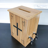 Wood Donation Boxes, Collection Boxes, Charity Boxes 11.8x9.5x15.8" Cross Dove 21396-KD