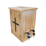Wood Donation Boxes, Collection Boxes, Charity Boxes 11.8x9.5x15.8" Cross Dove 21396-KD