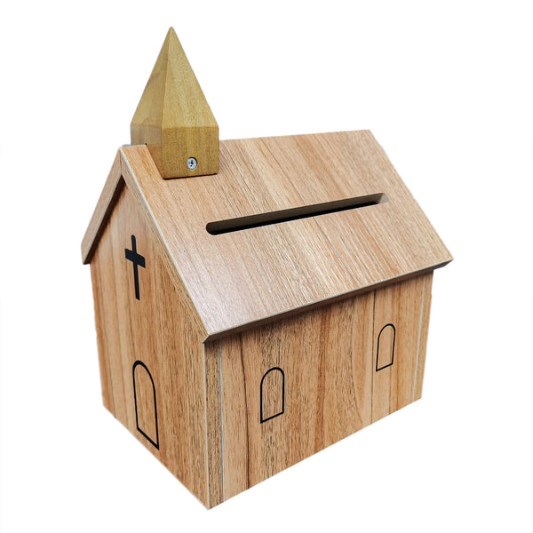 Church Chape Shape Collection Box Tithese & Offering Donation Box 9.4X6.7X12"  21397-SMALL