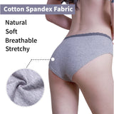 6PK Womens Cotton Underwear Lace Hipster Panties Briefs Assorted Colors 21802-L