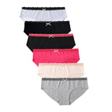 6PK Womens Cotton Underwear Lace Hipster Panties Briefs Assorted Colors 21803-M