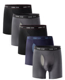 5PK Men's Soft Cotton Boxer Briefs Fly Front Underwear Mesh Fly Pouch Size: M. Fit for waist size: 27.6 21814-M