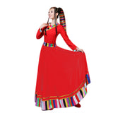 Chinese Folk Dance,tibetan dance performance costume, practice dress, Item Type: Tibetan Dance Costume, dance outfit 21834-M