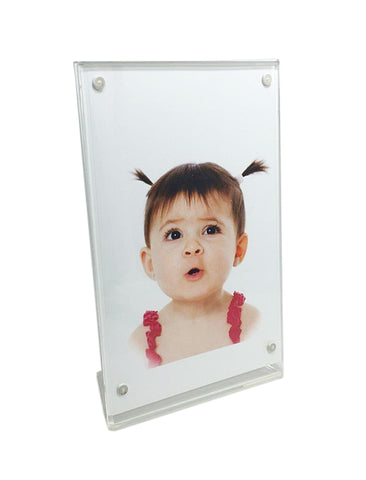 Frame, Acrylic Tabletop 4" x 6" Magnetic Close Photo/ Menu Frame Clear/Frosted
