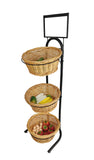 3-Tiered Wicker Basket Flooring Stand W/Sign Holder 31042