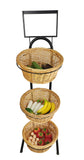 3-Tiered Wicker Basket Flooring Stand W/Sign Holder 31042
