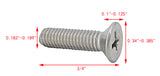 10-32*3/4" 100PK Machine Screws English Flat Head Philips Drive Cross Stainle