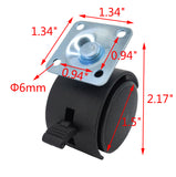 1.5 Inch Plastic Wheel Metal Top Plate 360 Degree Rotation Swivel Caster Black