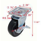 3" PU Furniture Castor Wheel Top Plate Mount Locking Swivel 110lbsCapacity 400600-1PK