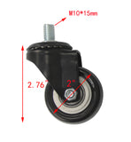 2" M10x15 Threaded Stem PU Wheel 360  Rotation Swivel Caster Black 400700-4PK