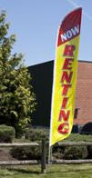 Banner, "NOW RENTING" Sign, Pole Kit   Flag Outdoor Signage 27" w by 142-1/2"H 13043