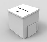 Box, Metal White Donation Suggestion Charity Fundraising 9"x9"x9"10918 White