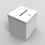 Box, Metal White Donation Suggestion Charity Fundraising 9"x9"x9"10918 White